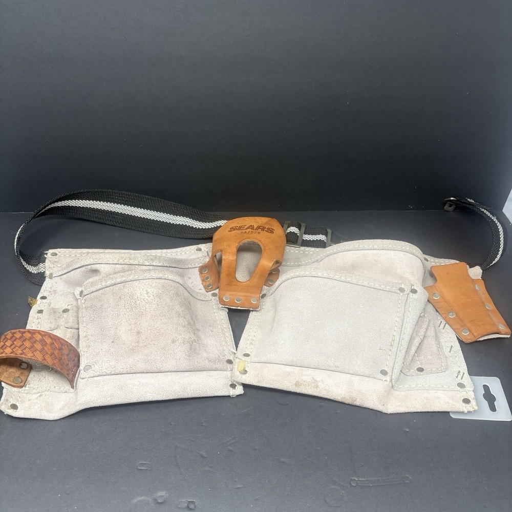 Vintage Sears 937528 Suede Leather Carpenter Tool Belt Apron Pouch